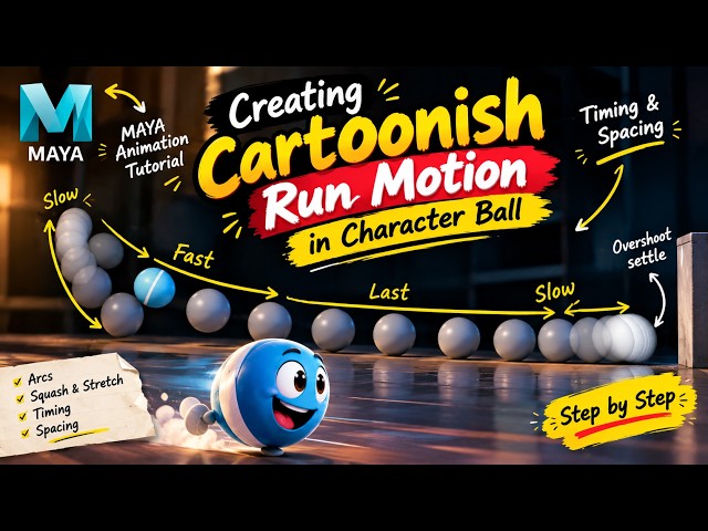 ⚽How to Create a Cartoonish Run Motion 🏃in a Character Ball🫨 | 3D Animation Tutorial in Maya Ⓜ️#cgi