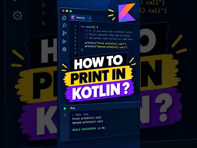 How do you display output in Kotlin? 👀 It all starts with println()! #kotlin