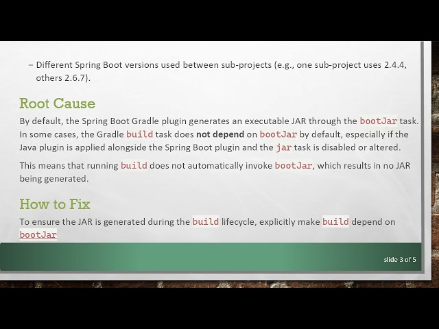 How to Fix Missing build/libs Directory in a Spring Boot Multi-Project Gradle Build