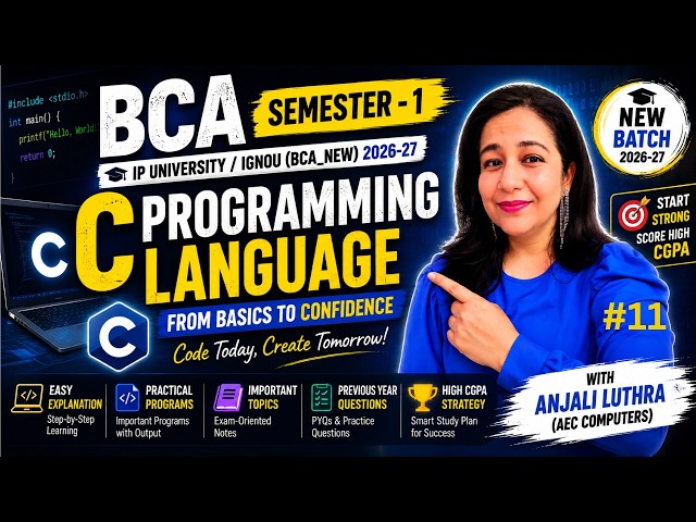 Programming in C | Sem-1 | BCA | DAY 11 | Types of User defined functions | Local & Global Variables