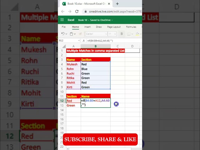 Multiple matches in comma separated list in Hindi | Excel tutorial | #shorts