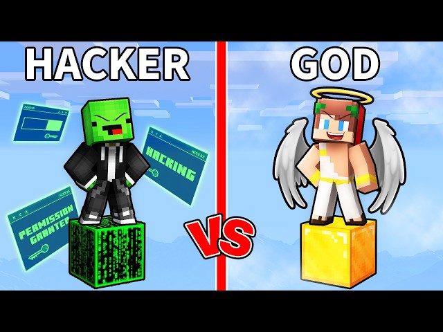 Mikey HACKER vs JJ GOD One Block Minecraft Battle - Maizen