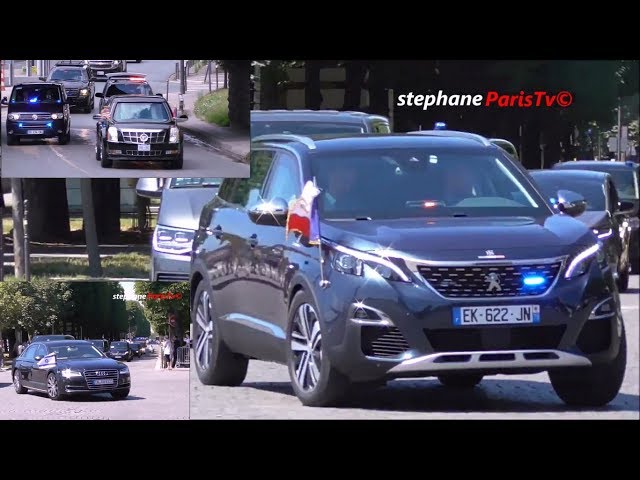 Trump Vs Macron Vs Netanyahu convoy  in Paris