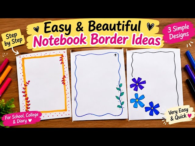 3Easy & Beautiful Border Designs for Projects 🌼| Assignment Front Page Design | Notebook Decoration 