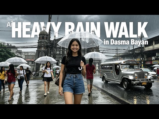 Unexpected Heavy Rain Walk in Dasma Bayan Cavite Philippines [4K HDR] 