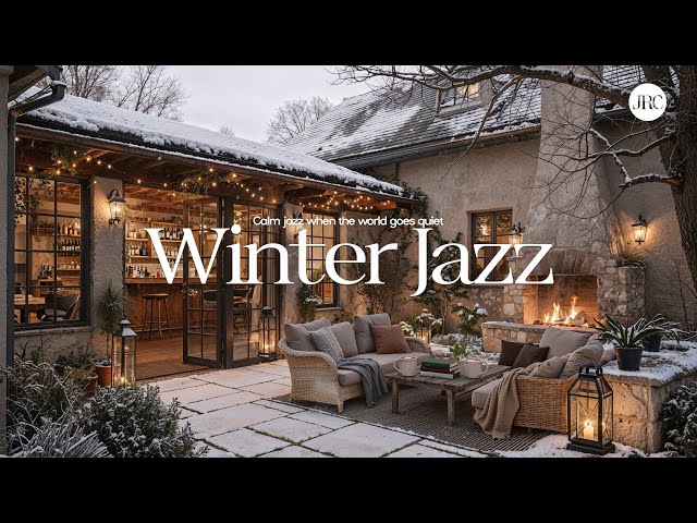 Cozy Winter Porch With Relaxing Jazz Music | Gentle Jazz Ambience and Fireplace for Relaxation