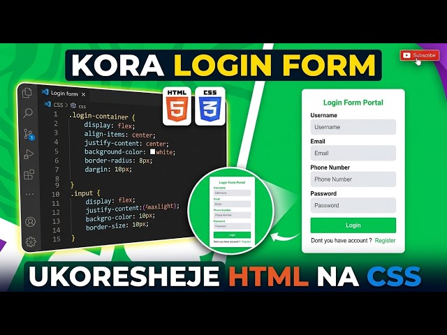 KORA LOGIN FORM UKORESHEJE HTML NA CSS  | Create login form with html and css