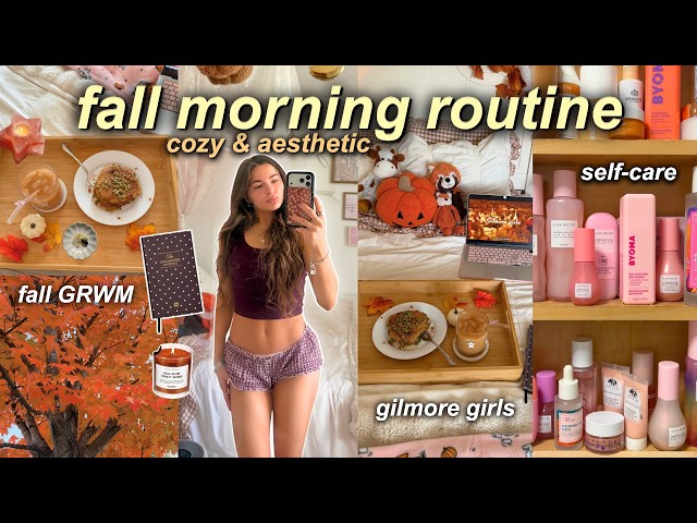 COZY FALL MORNING ROUTINE 🍂 skincare, journaling, iced chai & Gilmore Girls