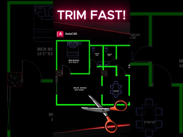 2 FAST Ways to Trim Lines in AutoCAD  #autocad #Shorts  #architecture