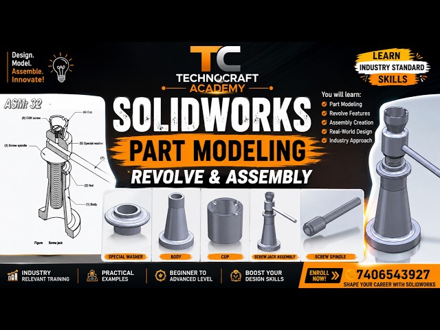 Session - 4.1 | SOLIDWORKS Part Modeling, Revolve & Assembly | Beginner to Advanced