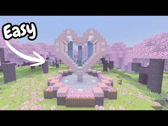 Minecraft | How to Build Cherry Heart Fountain (Tutorial)