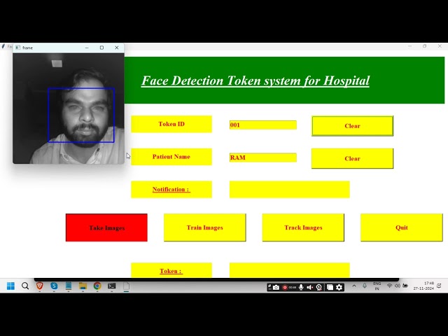 Face Detection Token System for Hospitals Utilizing Python
