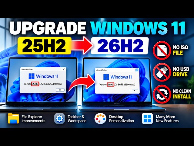 Upgrade Windows 11 25H2 to 26H2 Easily | No ISO, No USB or Clean Install
