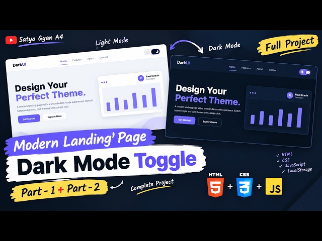 Build a Modern Landing Page Using HTML CSS & JavaScript | Dark Mode