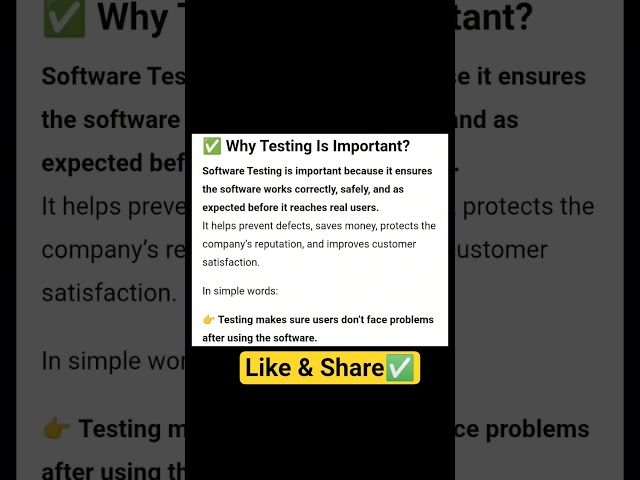 why Software Testing is important🤔 Part 1 #shorts #viral #trending #software