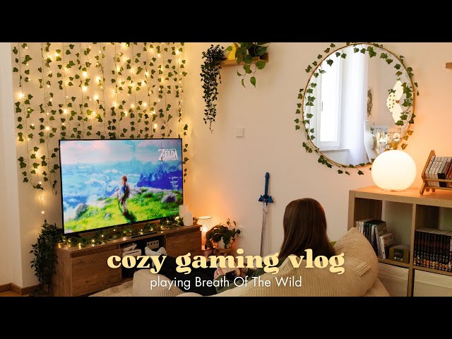 cozy gaming vlog 🎮🌿 playing Zelda in a cozy console setup