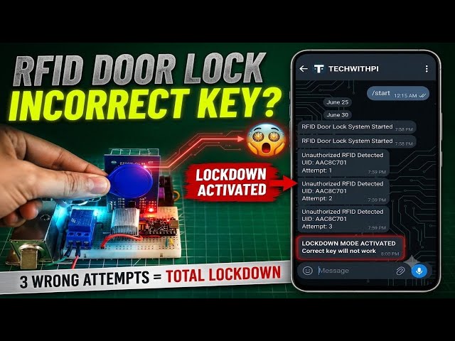 ESP32-C3 RFID Door Lock + Telegram Alert System! 🔐 #telegram #smartdoorlock #smartlock 