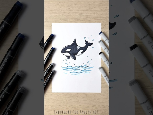 🐋🌊 Orca Killer Whale Tutorial 🫧💙 Ocean Giant in the Making 🖌️ #shorts #drawing #RavlykArt