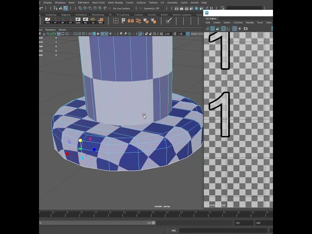 Quickly UVing Cylindrical Shapes (Railings) in Maya #shorts