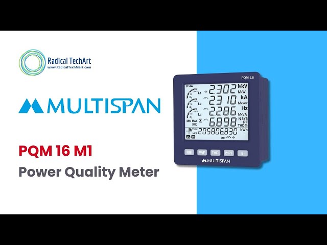Multispan PQM-16 M1 Power Quality Meter | V, A, kW, PF, THD, Harmonics