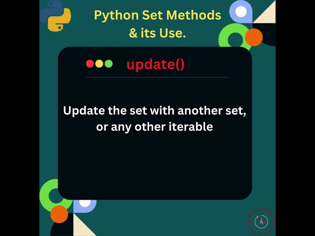 Exploring Python Set Methods 'update()'  #python  #coding  #interview #pythontutorial