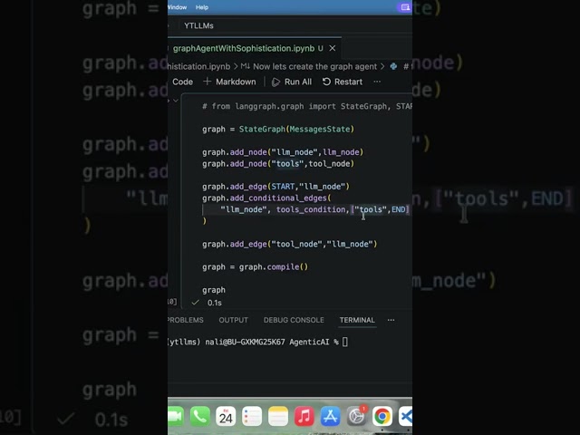 Create a more sophisticated Langgraph agent with memory and in-built tools node #llm #agenticai