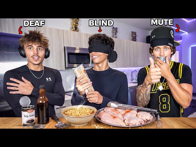BLIND DEAF AND MUTE COOKING CHALLENGE W/ ACE AND SANTI! (CHAOTIC)