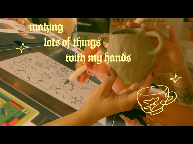 coming back to ceramics,  new tee design, mini artist trip / studio vlog