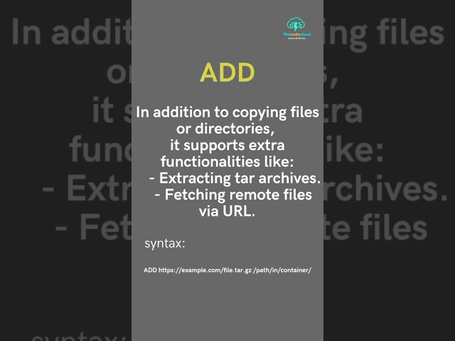 ADD & COPY Command in Dockerfile