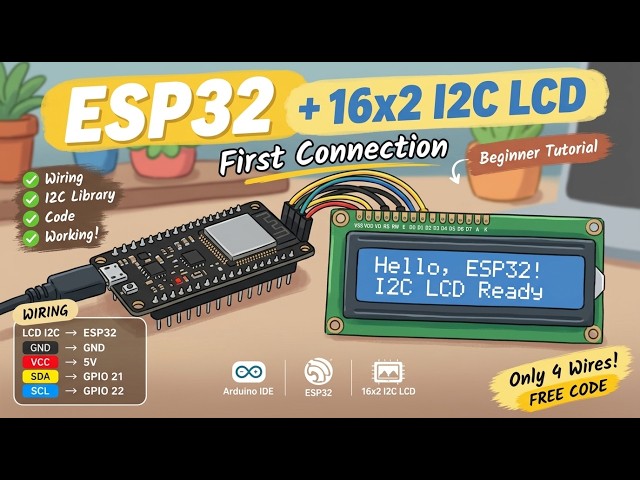 How to Connect ESP32 to 16x2 I2C LCD | Beginner ESP32 Tutorial