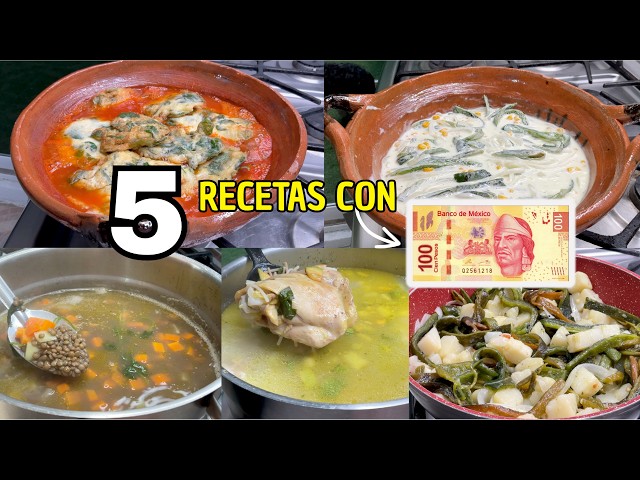 ✅ 5 RECETAS Con $100 pesos comida casera #parati #viralvideo #fyp #viral #cocina