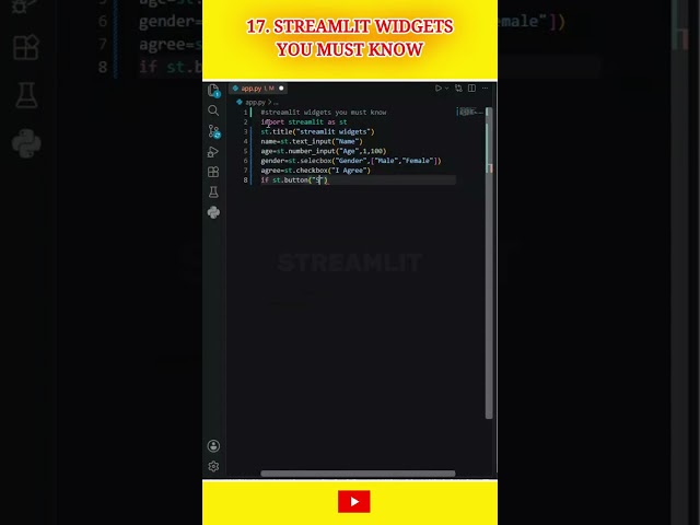 🧩 Streamlit Widgets You Must Know