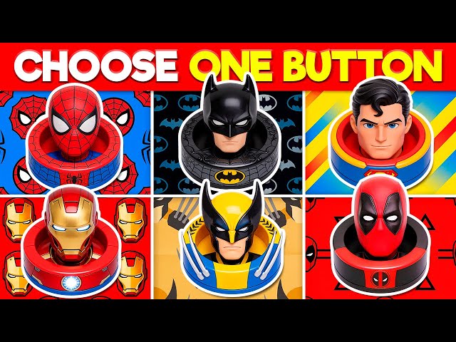 Choose One Button: 🕷️ Spider-Man, 🦇 Batman, 🦸 Superman, ❤️ Iron Man, 🐺 Wolverine, or ⚔️ Deadpool