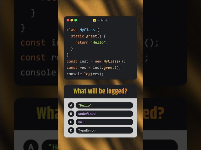 JS Class Quiz: Instance calls static? 🤯 What's logged? #javascript #coding #dev