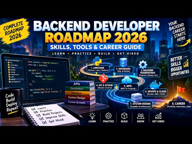 🚀 Backend Developer Roadmap 2026 | Skills, Tools & Career Guide 💻🔥
