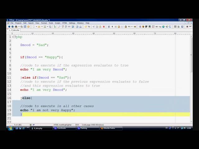 PHP Tutorial - Flow Control (If -  Else Statements)