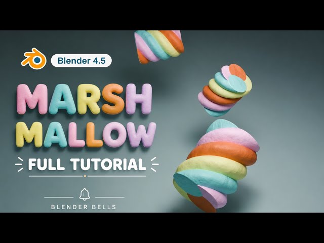 🍬 How to Make a Cute Marshmallow Candy in Blender 4.5 | Tutorial| Day 1 blender challenge 