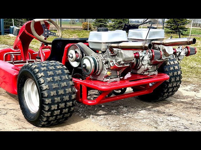 Making Twin-Engine GoKart 2x212cc with 2xCVT: Insane Acceleration
