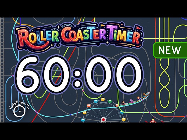 60 Minute Timer for Kids Classroom | Roller Coaster Visual Timer 🎢