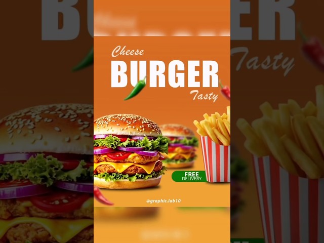 Cheese Burger Banner Design in Adobe Photoshop 2026 🍔 | Fast Food Advertisement Tutorial