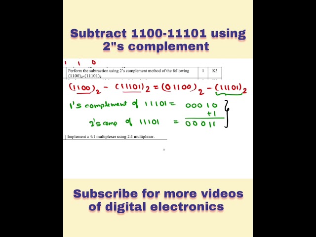 Subtraction using 2's complement | 2's complement  | digital electronics