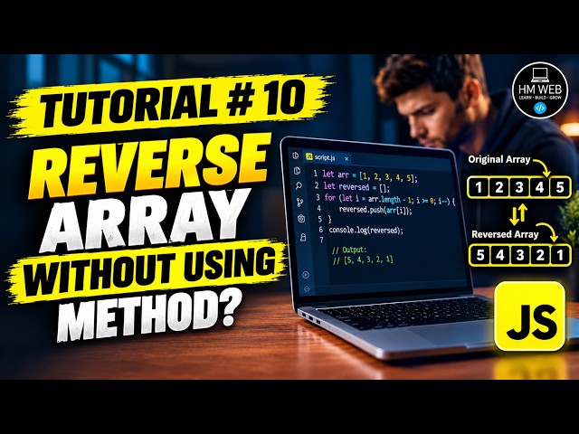 JavaScript Task 🔥 Reverse Array Without Using Any Method  Interview Question  JavaScript Hindi