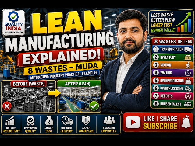 Lean Manufacturing Explained | 8 Wastes (MUDA) with Practical Automotive Examples | Quality India