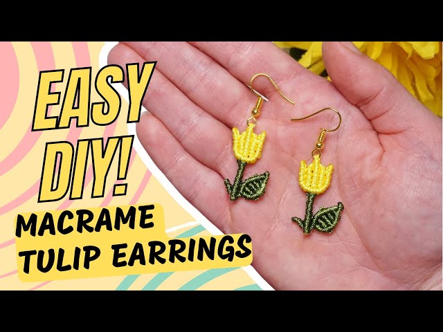 🌷 Easy Macrame Tulip Earrings – Step-by-Step Tutorial for Everyone! 🌷