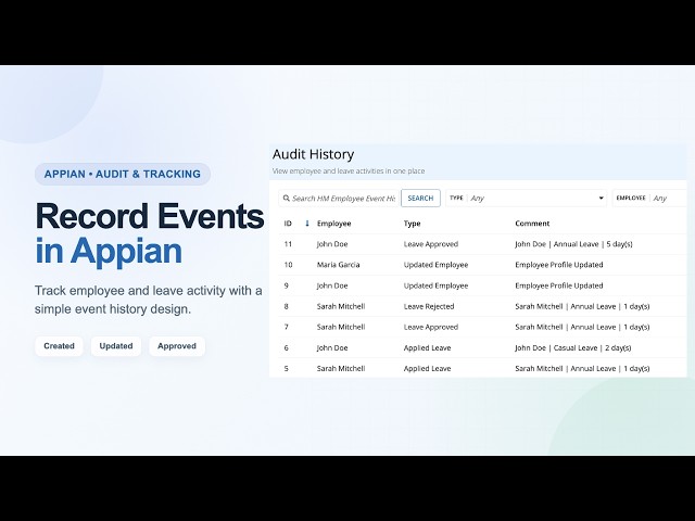 Appian Record Events Explained | Build Audit History in Leave Management POC