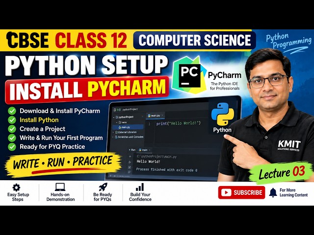 03 CBSE Class 12 Computer Science: How to Install PyCharm for Python and Execute Programs