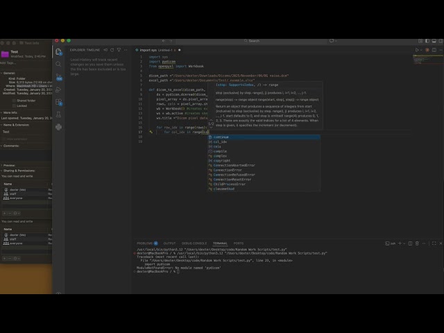 Exporting DICOM data to excel using Python  (part 1/2)