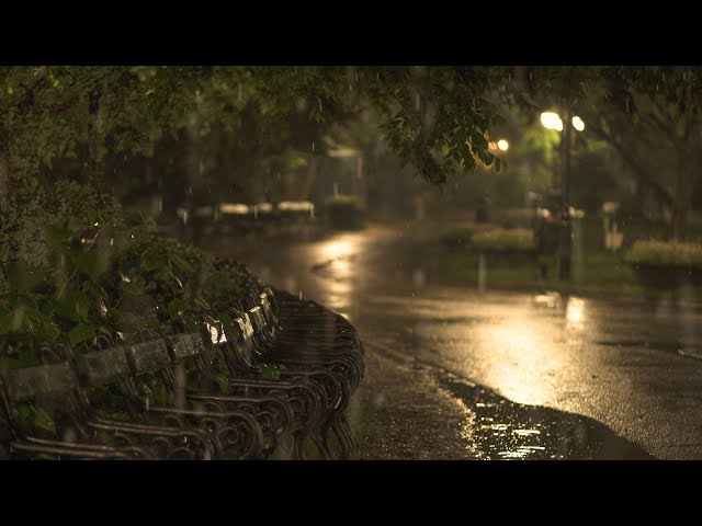 🎧 Soothing Gentle Rain in the Old Park at Night - 10 Hours for Relaxation and Sleep