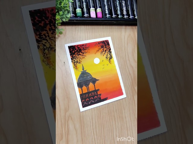 💯✨killa and fort sunset view drawing with oil pastel colour #art #shorts