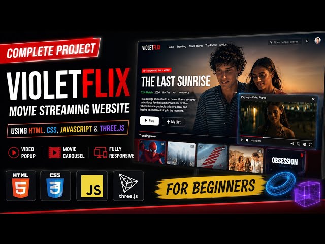🌐 I Build a Movie Stream Website(VioletFlix) using HTML CSS JavaScript Project for Beginners in 2026